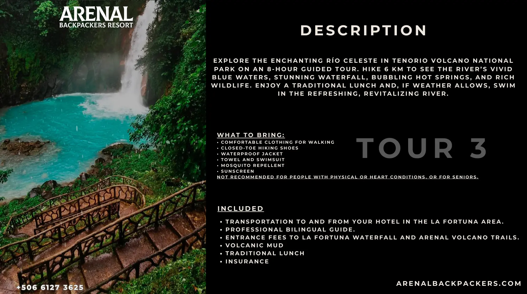 Río Celeste · Tour 3 information card