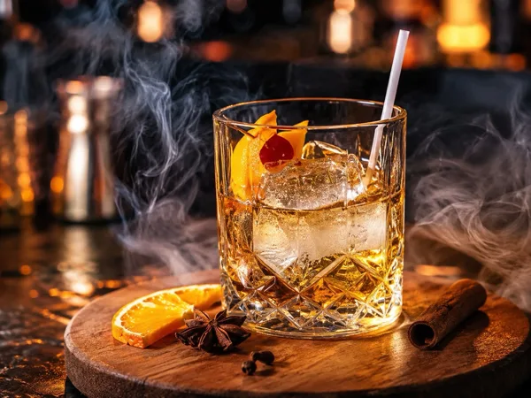 A smoked cocktail with orange