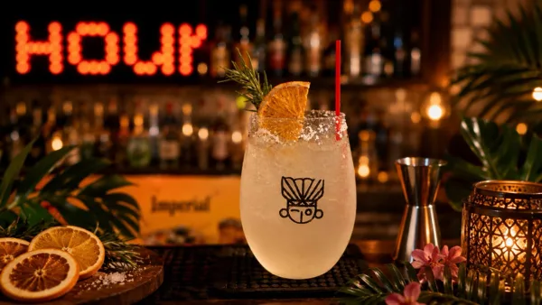 A creamy tropical cocktail