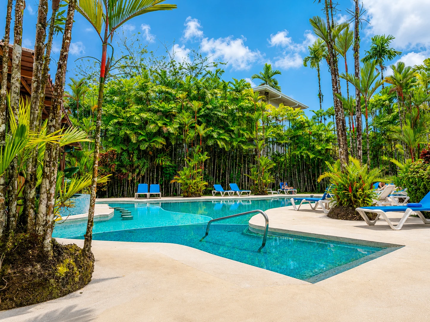 A bright morning beside the pool