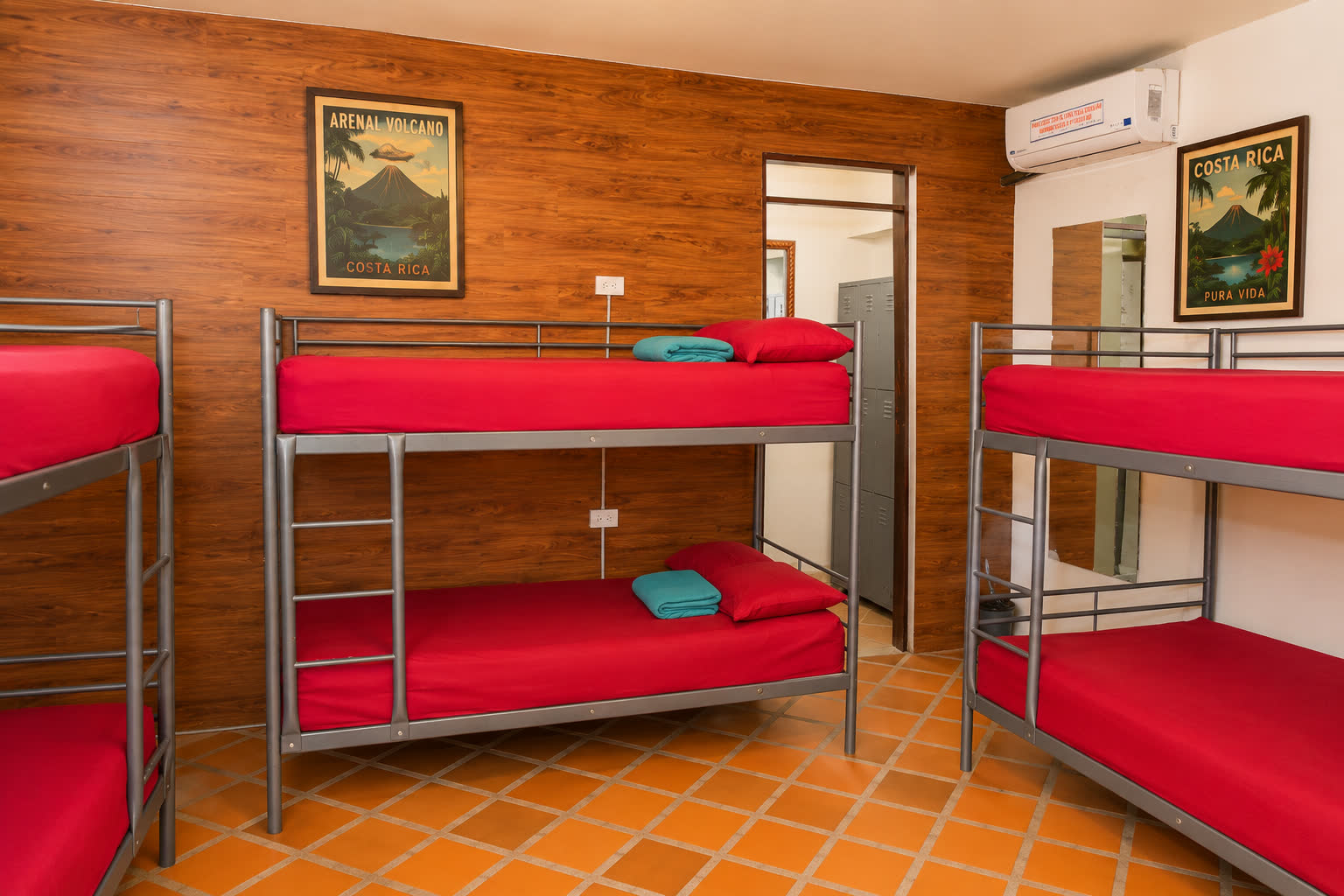 Eight-bed shared dorm accommodation at Arenal Backpackers Resort